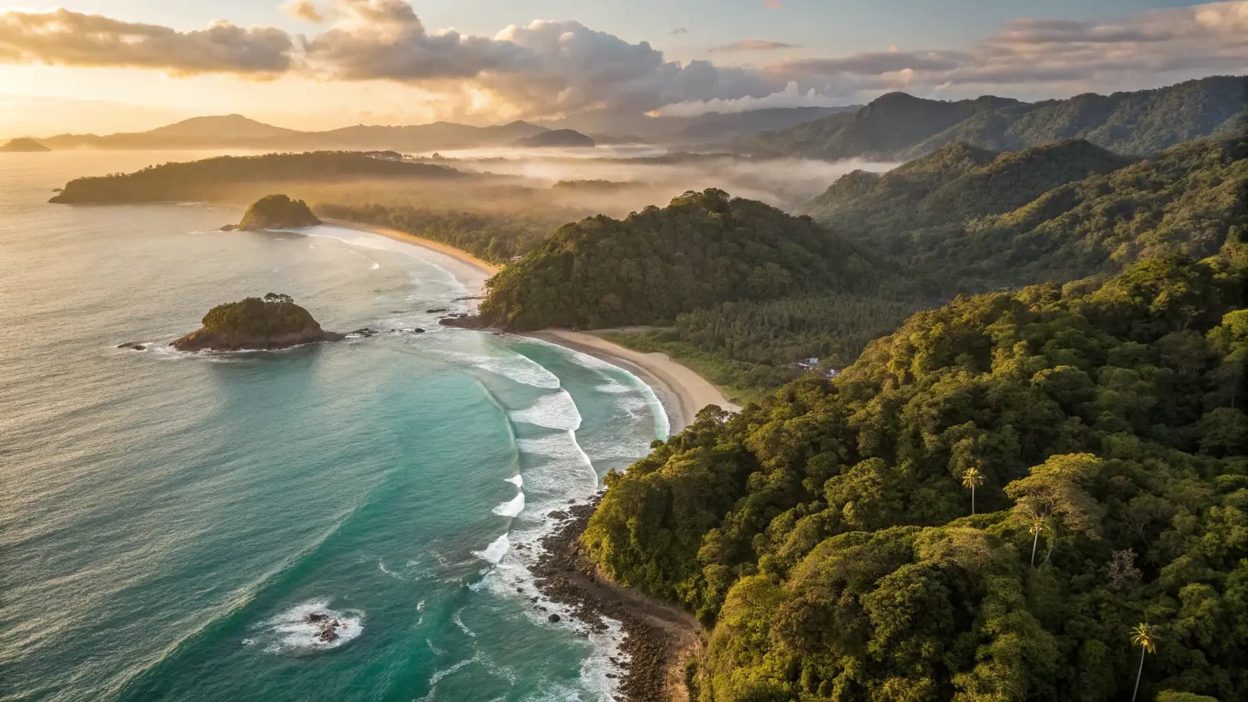 Stunning Costa Rica tropical landscape with lush rainforest and Pacific coastline
